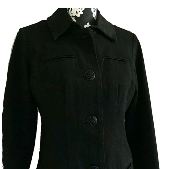 CHICO'S Black Denim Stretch Jacket Coat  Size 0 - Picture 3 of 9